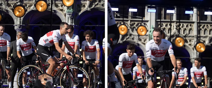 Trek-Segafredo Cyclists Training Indoors with Trek Bikes at Event